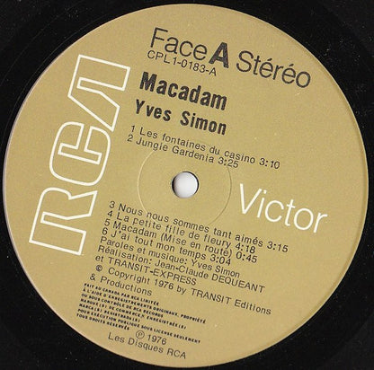 Yves Simon : Macadam (LP, Album)