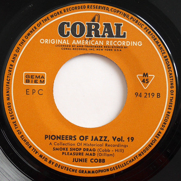 Junie Cobb : Junie C. Cobb 1928-29 (7", EP, Comp)