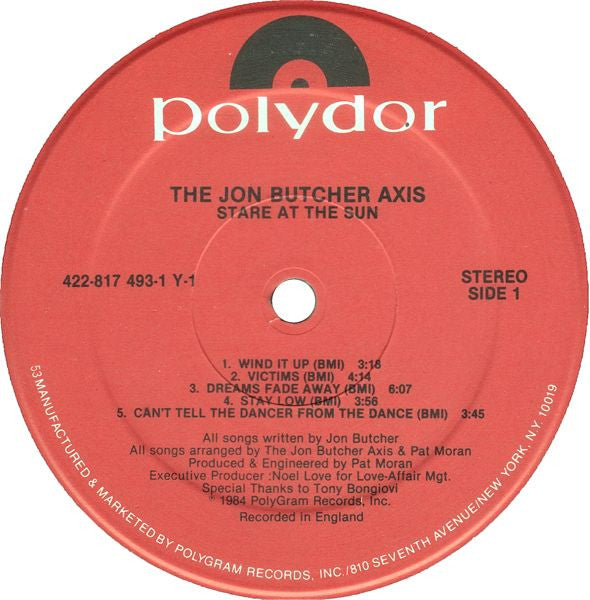 The Jon Butcher Axis : Stare At The Sun (LP, Album)