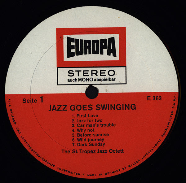 The St. Tropez Jazz Octett : Jazz Goes Swinging (LP, Album)