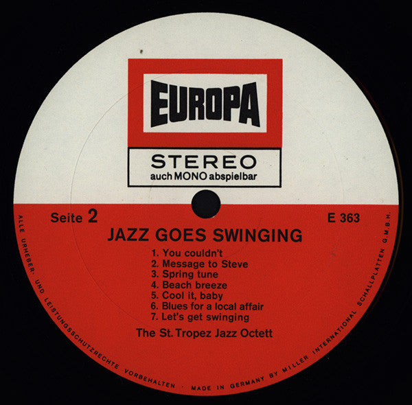 The St. Tropez Jazz Octett : Jazz Goes Swinging (LP, Album)