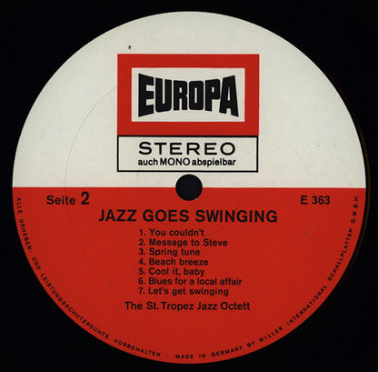 The St. Tropez Jazz Octett : Jazz Goes Swinging (LP, Album)