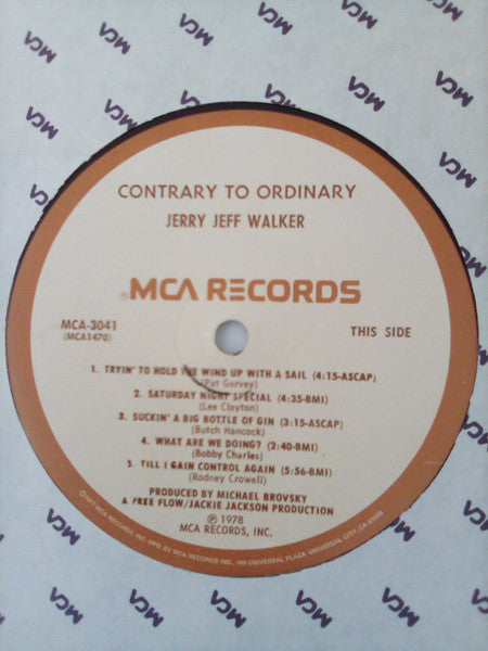 Jerry Jeff Walker : Contrary To Ordinary (LP, Album, RP, Tan)
