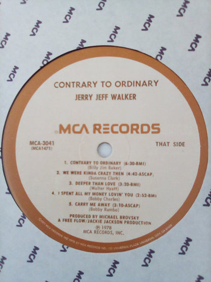 Jerry Jeff Walker : Contrary To Ordinary (LP, Album, RP, Tan)
