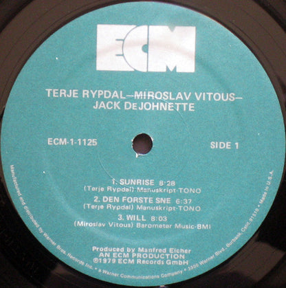 Terje Rypdal / Miroslav Vitous / Jack DeJohnette : Terje Rypdal / Miroslav Vitous / Jack DeJohnette (LP, Album)