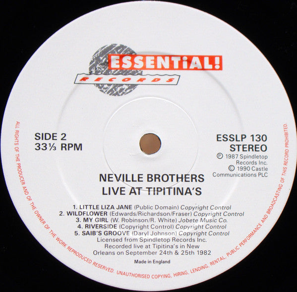 The Neville Brothers : Live At Tipitina's Volume II (LP, Album, RE)