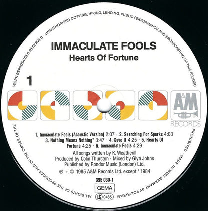 Immaculate Fools : Hearts Of Fortune (LP, Album)