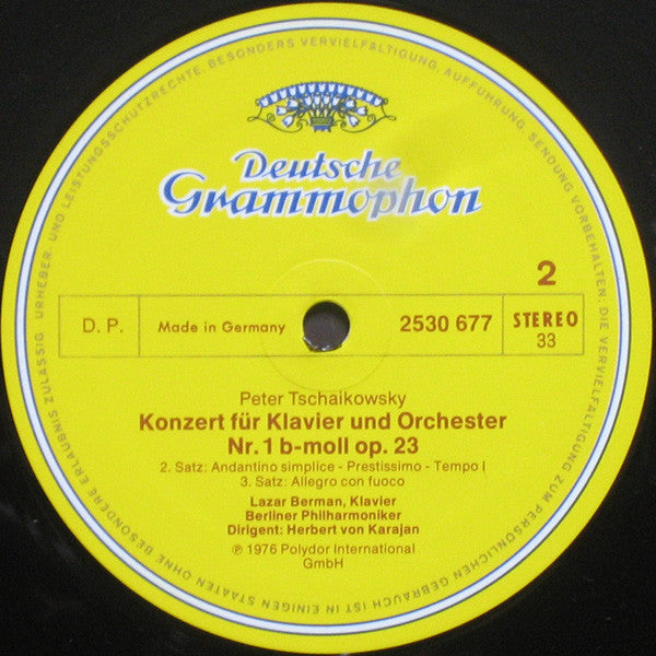 Herbert von Karajan • Lazar Berman, Pyotr Ilyich Tchaikovsky, Berliner Philharmoniker : Klavierkonzert Nr. 1 B-Moll = Piano Concerto No.1 In B Flat Minor  (LP)