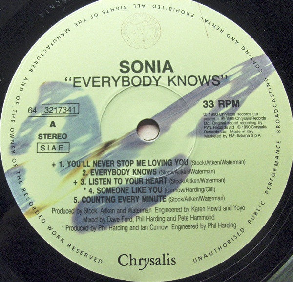 Sonia : Everybody Knows (LP, Album)