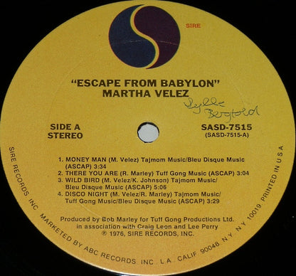 Martha Velez : Escape From Babylon (LP, Album)