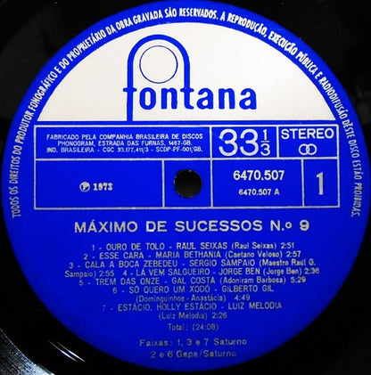 Various : Máximo De Sucessos № 9 (LP, Comp)