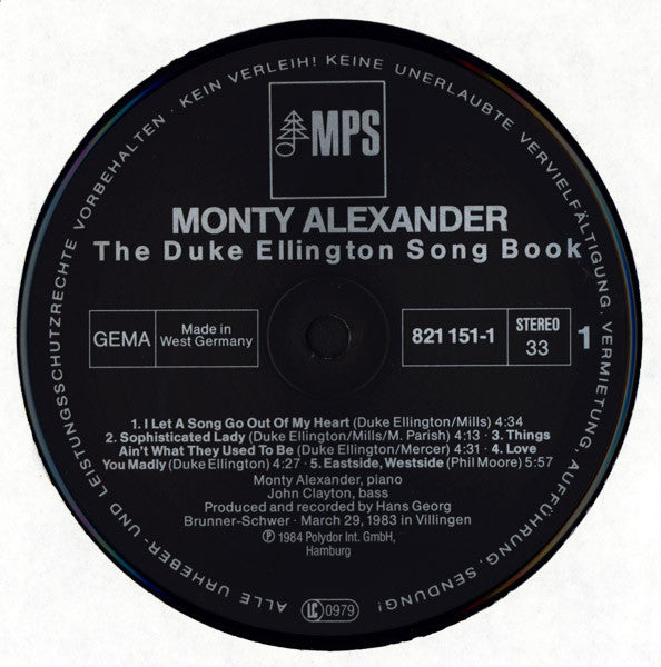 Monty Alexander : The Duke Ellington Song Book (LP, Album)