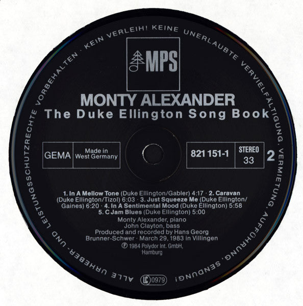 Monty Alexander : The Duke Ellington Song Book (LP, Album)