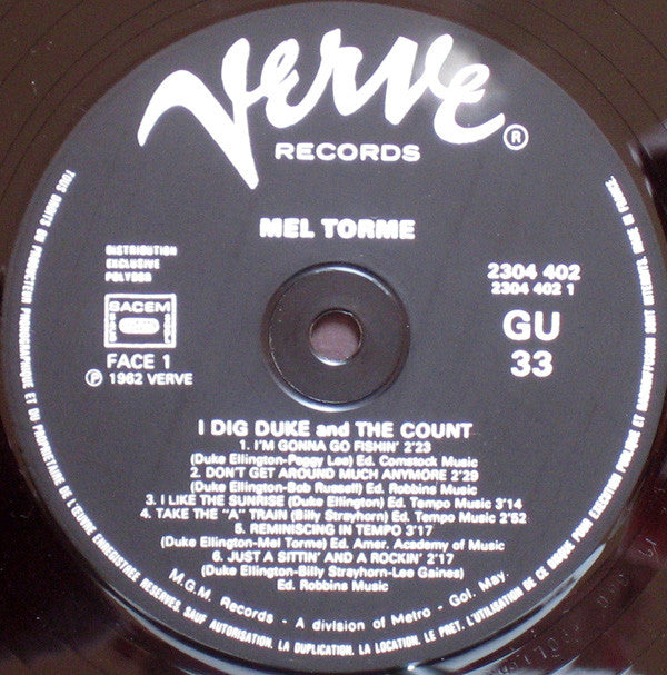 Mel Tormé : I Dig The Duke - I Dig The Count (LP, Album, RE)