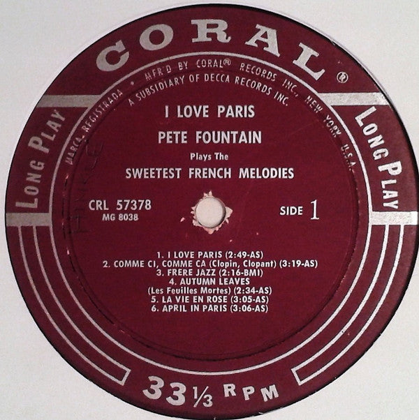 Pete Fountain With Charles Dant And His Orchestra : I Love Paris (LP, Album, Mono)