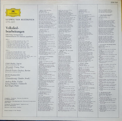 Ludwig van Beethoven - Edith Mathis • Alexander Young, Dietrich Fischer-Dieskau : Volksliedbearbeitungen • Folk Song Arrangements (LP)