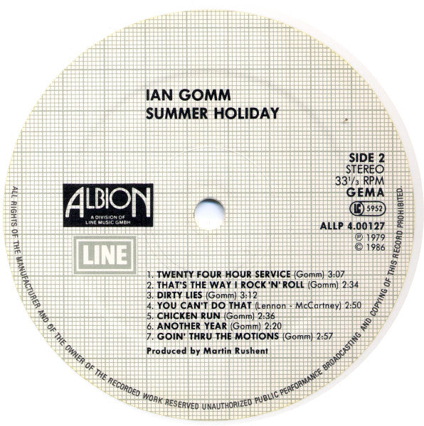 Ian Gomm : Summer Holiday (LP, Album, RE, Whi)