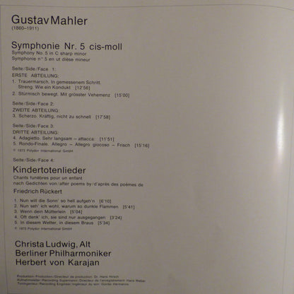 Gustav Mahler, Christa Ludwig, Berliner Philharmoniker · Herbert von Karajan : 5. Symphonie / Kindertotenlieder (2xLP, Comp + Box)