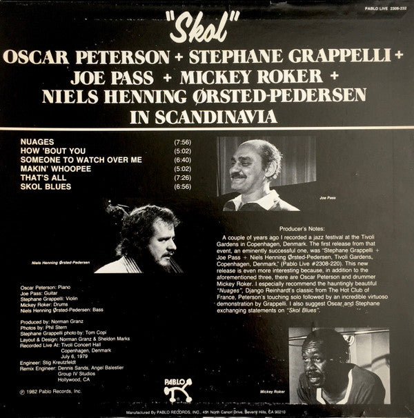 Oscar Peterson + Stéphane Grappelli + Joe Pass + Mickey Roker + Niels-Henning Ørsted Pedersen : Skol (LP, Album)