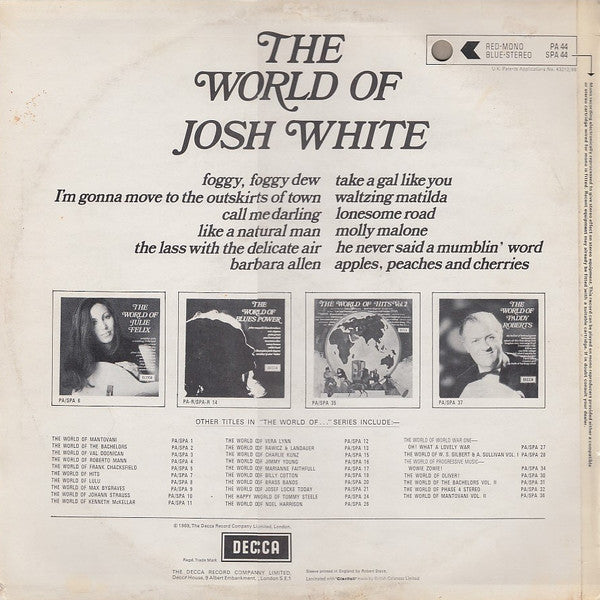 Josh White : The World Of Josh White (LP, Album)