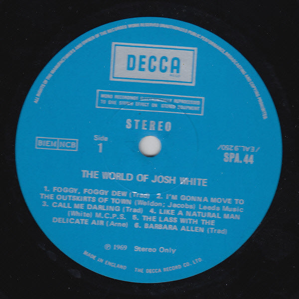 Josh White : The World Of Josh White (LP, Album)