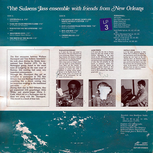 Ytre Suløens Jass-Ensemble / Wallace Davenport / Aline White / Olivia C. Cook : Ytre Suløens Jass-Ensemble With Friends From New Orleans (LP, Album)