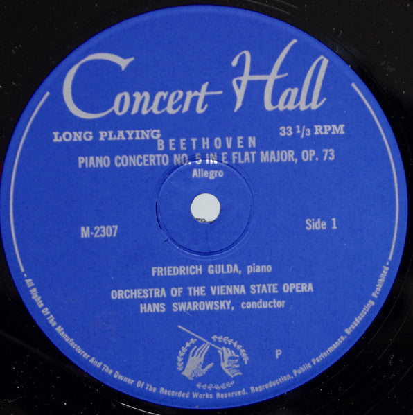 Ludwig van Beethoven, Friedrich Gulda, Orchester Der Wiener Staatsoper, Hans Swarowsky : Piano Concerto Nr. 5 In E Flat Major, Op. 73 (LP, Mono)