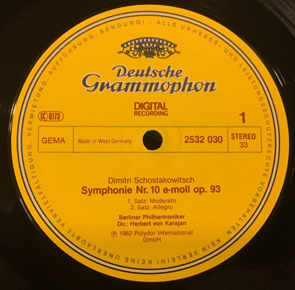 Dmitri Shostakovich – Berliner Philharmoniker, Herbert von Karajan : Symphonie No. 10 (LP, Album, Dig)