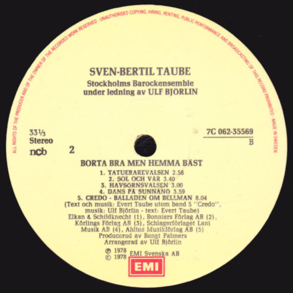 Sven-Bertil Taube : Borta Bra Men Hemma Bäst - Visor Och Ballader Av Evert Taube (LP, Album)