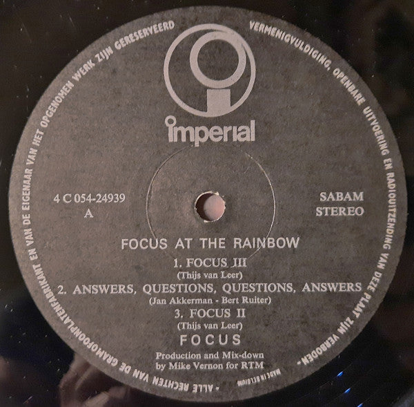 Focus (2) : Focus At The Rainbow (LP, Album, bla)
