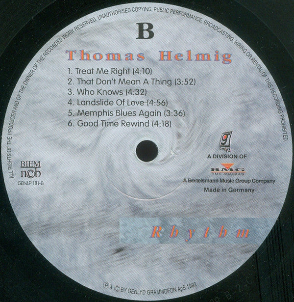 Thomas Helmig : Rhythm (LP, Album)