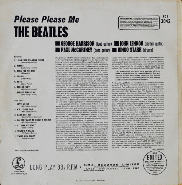 The Beatles : Please Please Me (LP, Album, RP)