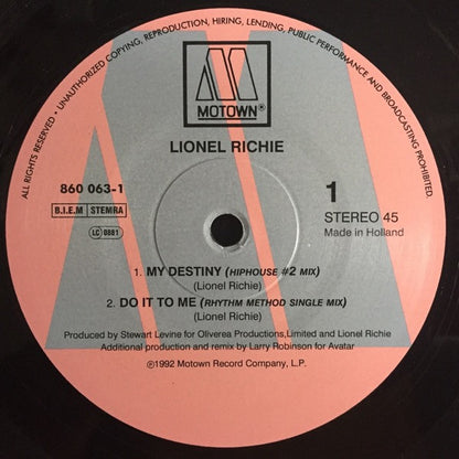 Lionel Richie : My Destiny (12")