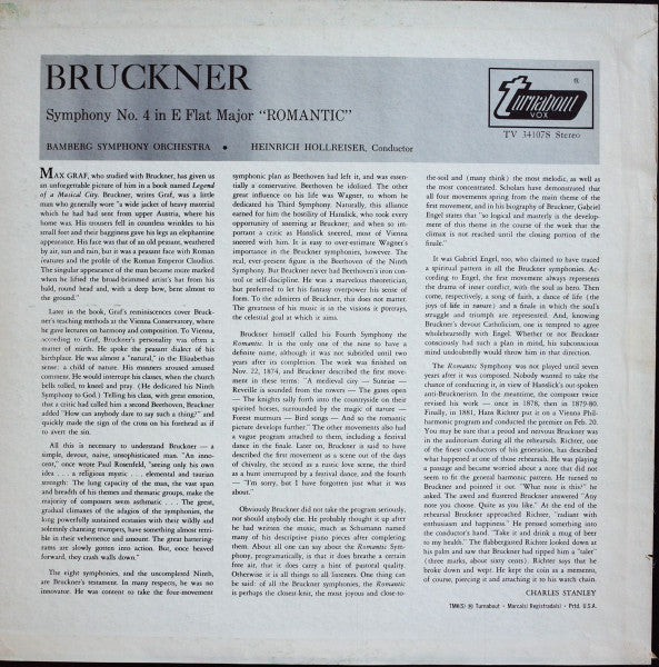 Anton Bruckner, Bamberger Symphoniker, Heinrich Hollreiser : Symphony No 4 "Romantic" (LP, Album)