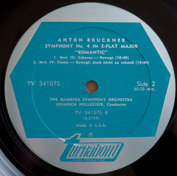 Anton Bruckner, Bamberger Symphoniker, Heinrich Hollreiser : Symphony No 4 "Romantic" (LP, Album)