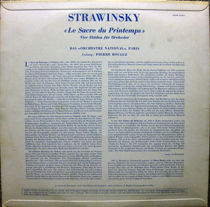Igor Stravinsky - Orchestre National De France, Pierre Boulez : Le Sacre Du Printemps / 4 Etüden Für Orchester (LP)