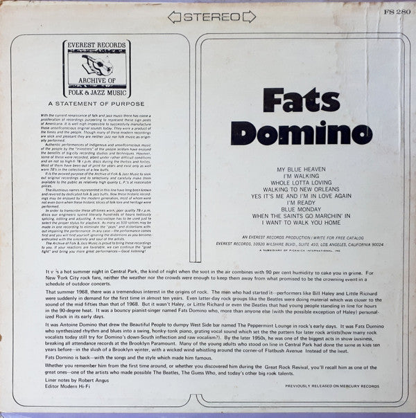 Fats Domino : Fats Domino (LP, Album, RE)