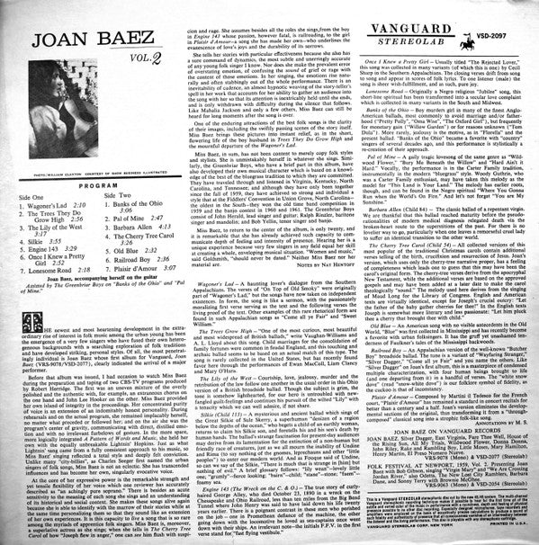 Joan Baez : Joan Baez Vol. 2 (LP, Album, RE)