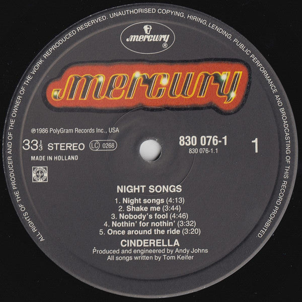 Cinderella (3) : Night Songs (LP, Album)