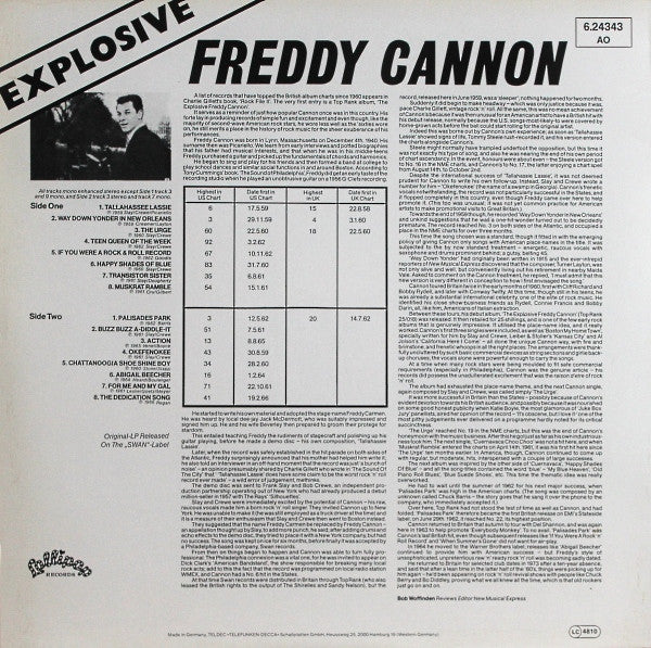 Freddy Cannon : The Explosive Freddy Cannon (LP, Comp, RE)