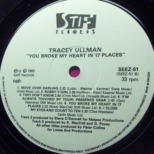 Tracey Ullman : You Broke My Heart In 17 Places (LP, Album)