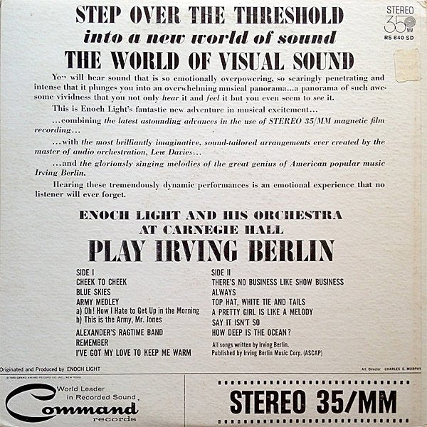 Enoch Light And His Orchestra : Enoch Light And His Orchestra At Carnegie Hall Play Irving Berlin (LP, Album)