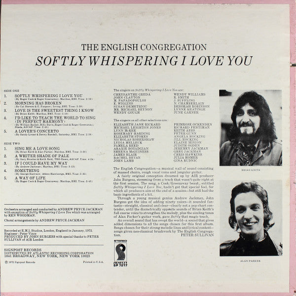 Congregation (2) : Softly Whispering I Love You (LP, Album, PR )