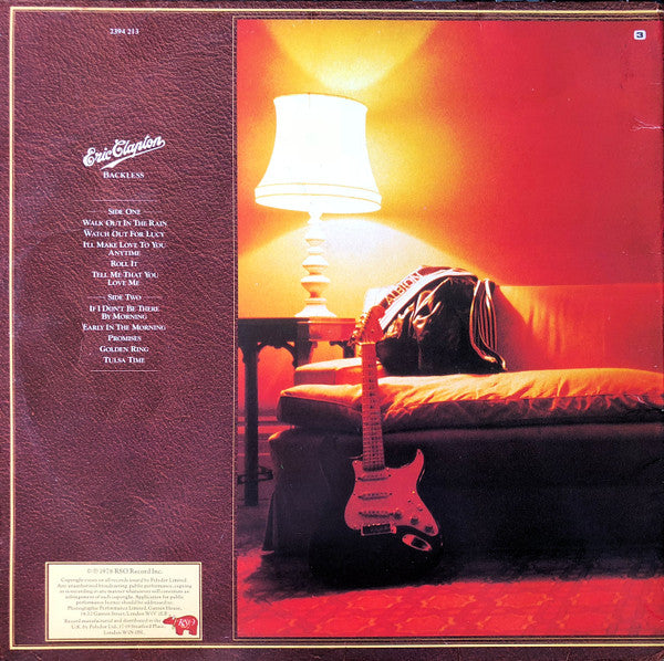 Eric Clapton : Backless (LP, Album, Gat)