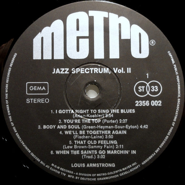 Louis Armstrong : Jazz Spectrum Vol. 2 (LP, Comp)