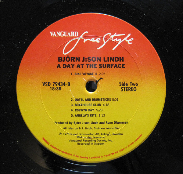 Björn J:Son Lindh : A Day At The Surface (LP, Album)