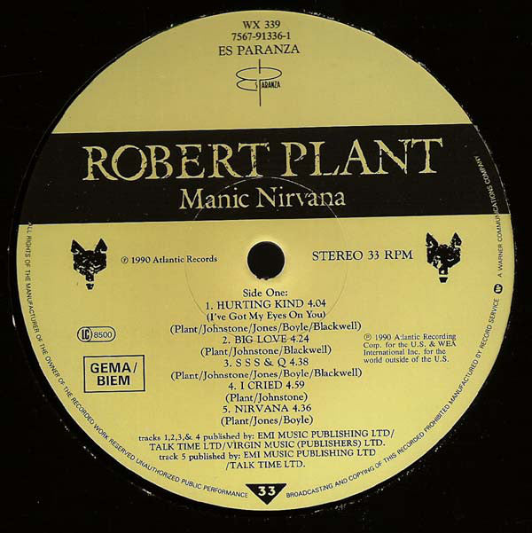 Robert Plant : Manic Nirvana (LP, Album)