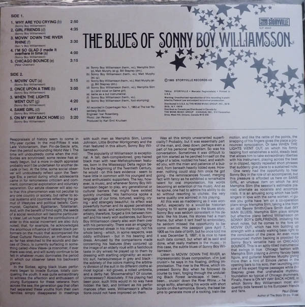 Sonny Boy Williamson (2) : The Blues Of Sonny Boy Williamsson (LP, Album)