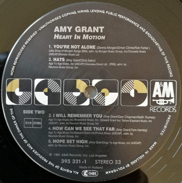 Amy Grant : Heart In Motion (LP, Album, Bla)