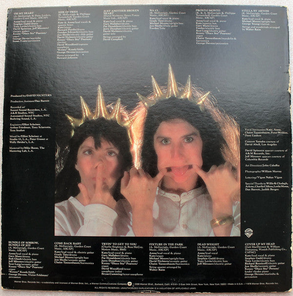 Kate & Anna McGarrigle : Pronto Monto (LP, Album, Los)